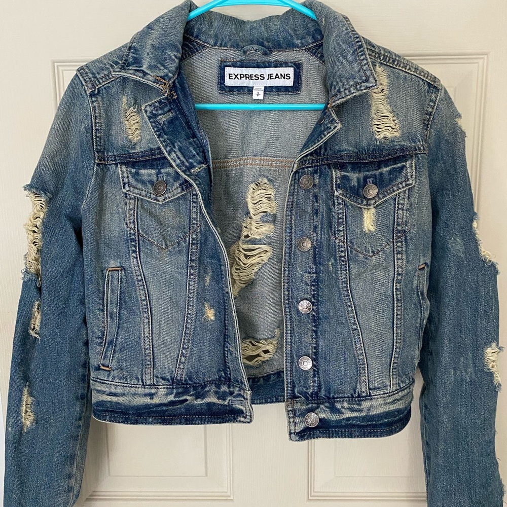 Express ripped jean jacket